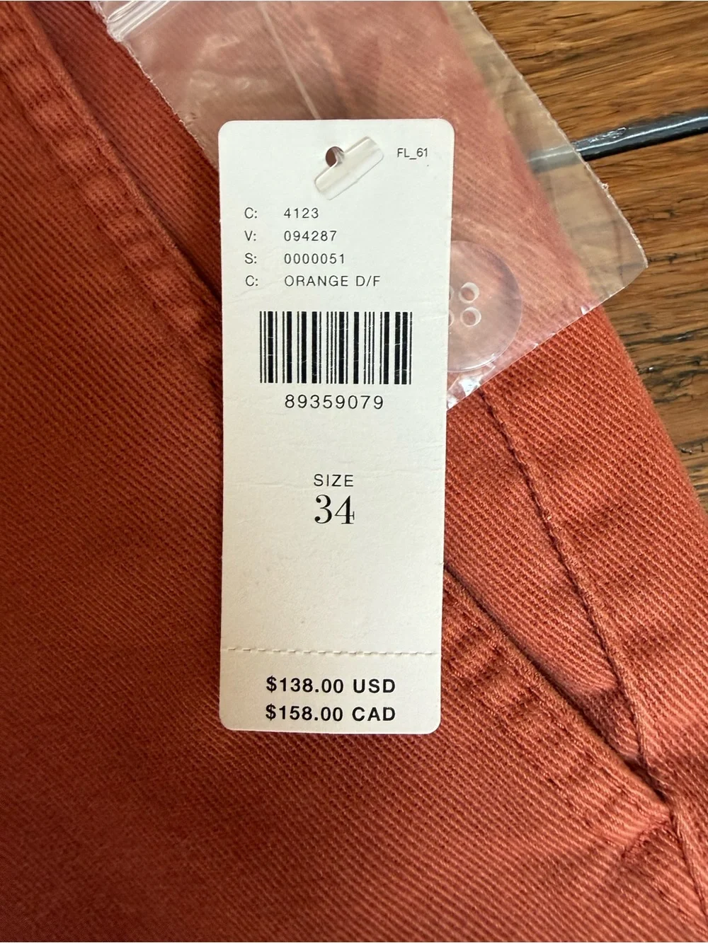 NWT Pilcro Anthropologie Relaxed Cuff Pants Orange Size 34 Boho